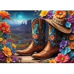 2 Puzzles - Cowgirl and Boots - Far West Collection 2 Puzzles - Cowgirl and Boots - Far West Collection
