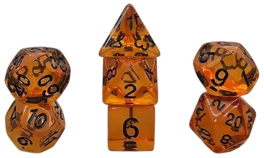 Würfelset Transparent: Black Honey (7)