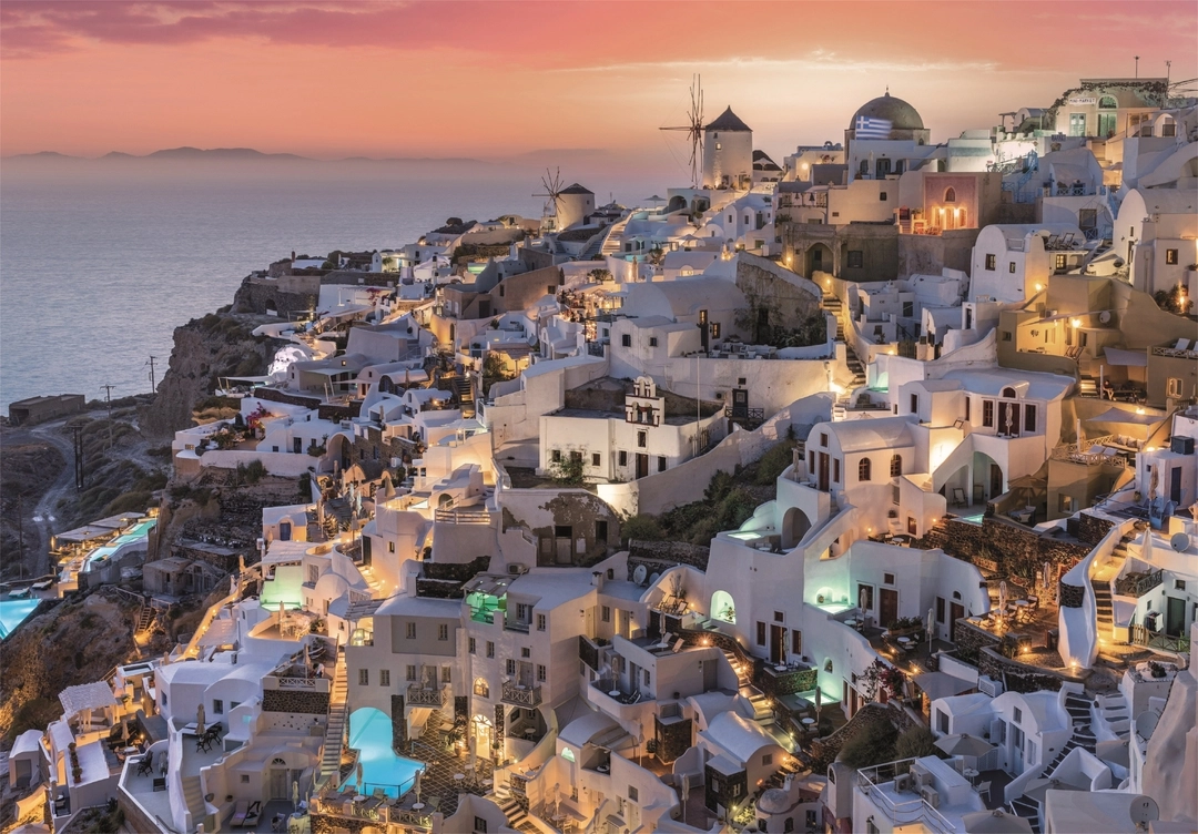 Blick auf das verschlafene Santorini