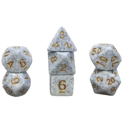 Würfelset Mehrfarbig: Granite White/Gold (7)