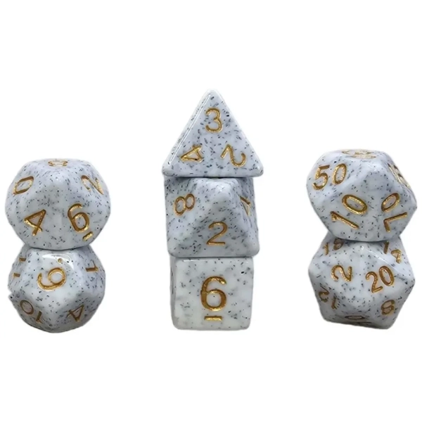Würfelset Mehrfarbig: Granite White/Gold (7)