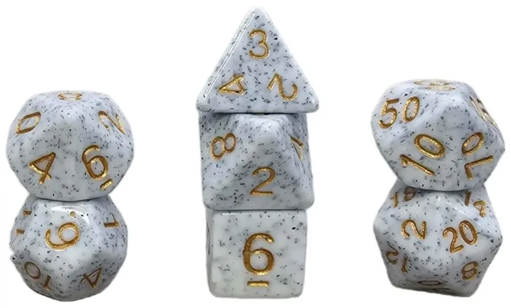 Würfelset Mehrfarbig: Granite White/Gold (7)