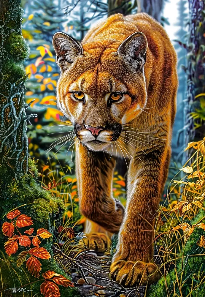 Berglöwe im Wald