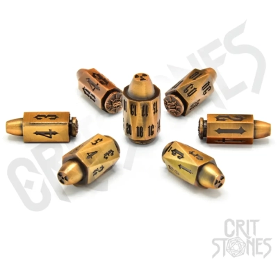 Ballistic Brass Metal RPG Dice Set (7)