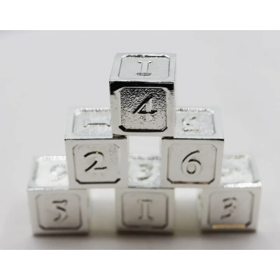 Silver D6 Metal Dice Set