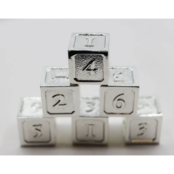 Silver D6 Metal Dice Set