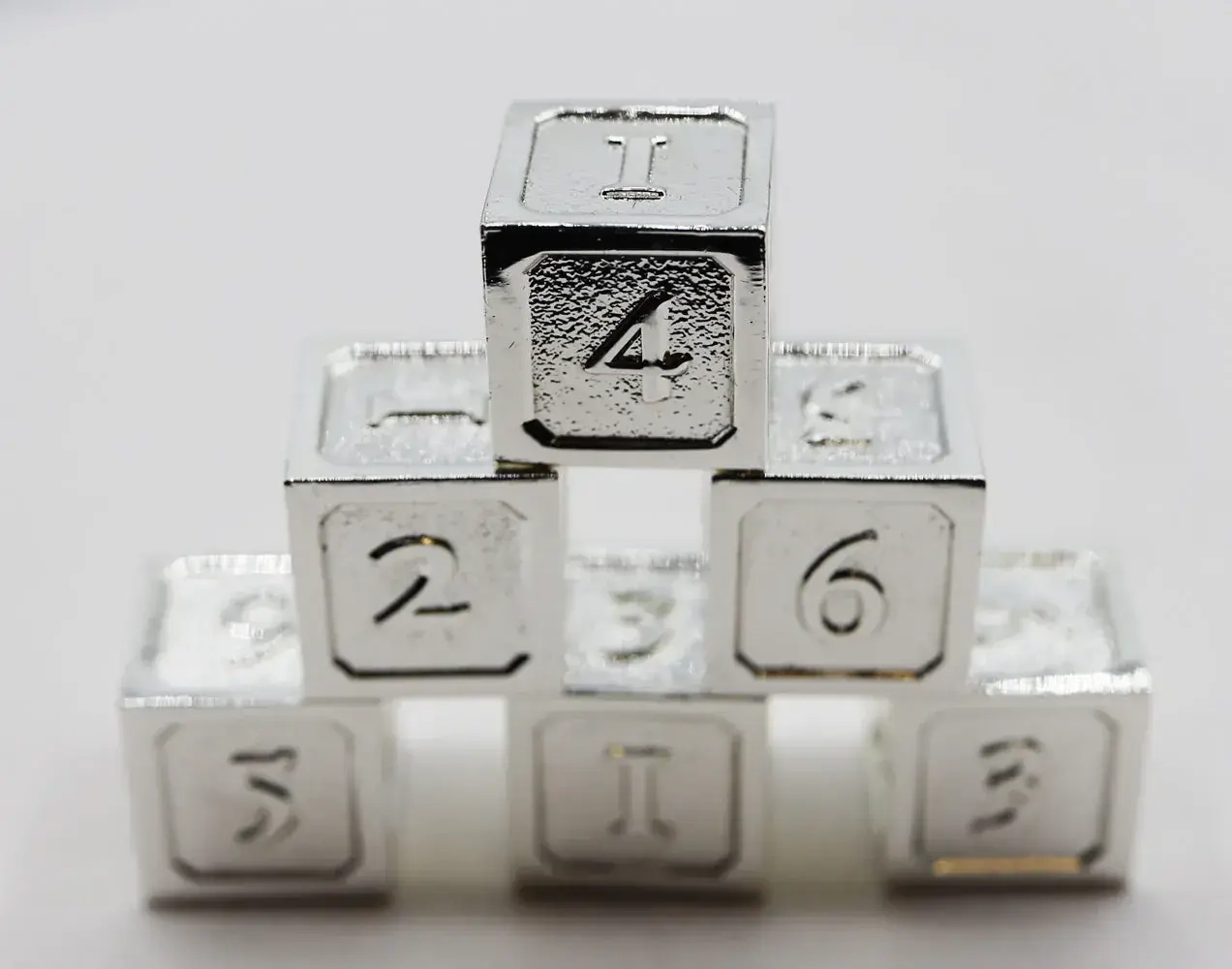 Silver D6 Metal Dice Set