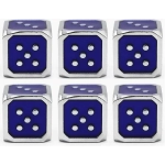 12mm Metal Pip D6 Dice Blue Silver (6)