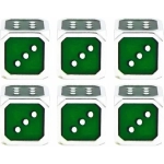 12mm Metal Pip D6 Dice Green Silver (6)