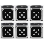 12mm Metal Pip D6 Dice Black Silver (6)