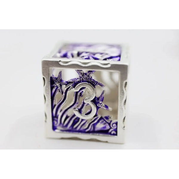 Hollow Seascape Silver & Purple RPG Metal Dice Set (7)