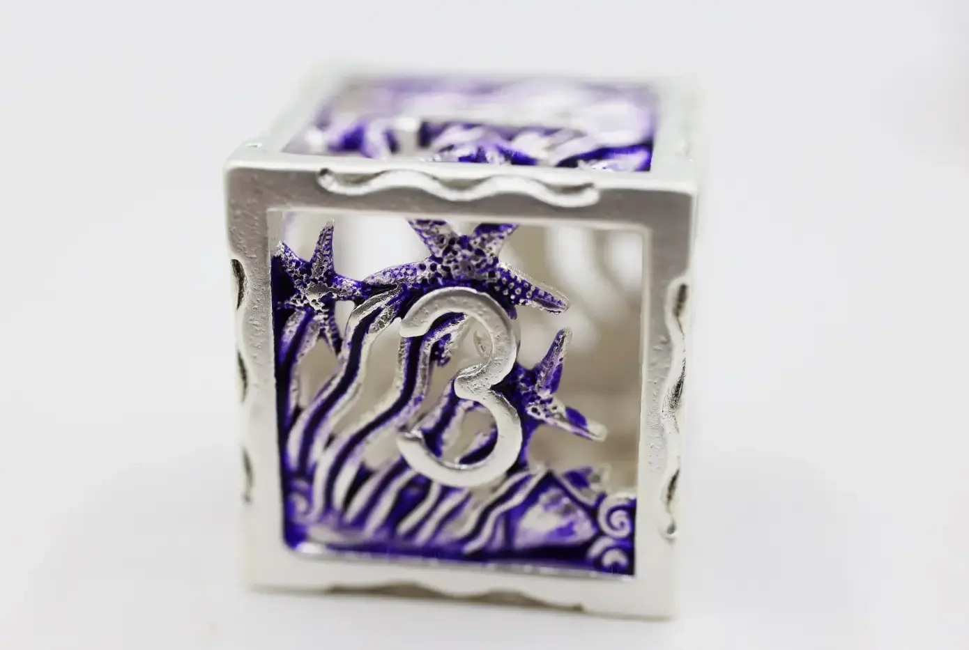 Hollow Seascape Silver & Purple RPG Metal Dice Set (7)