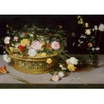 Flowers in a Basket and a Vase - 1615 - Jan Brueghel