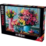 Bunte Blumen in der Vase