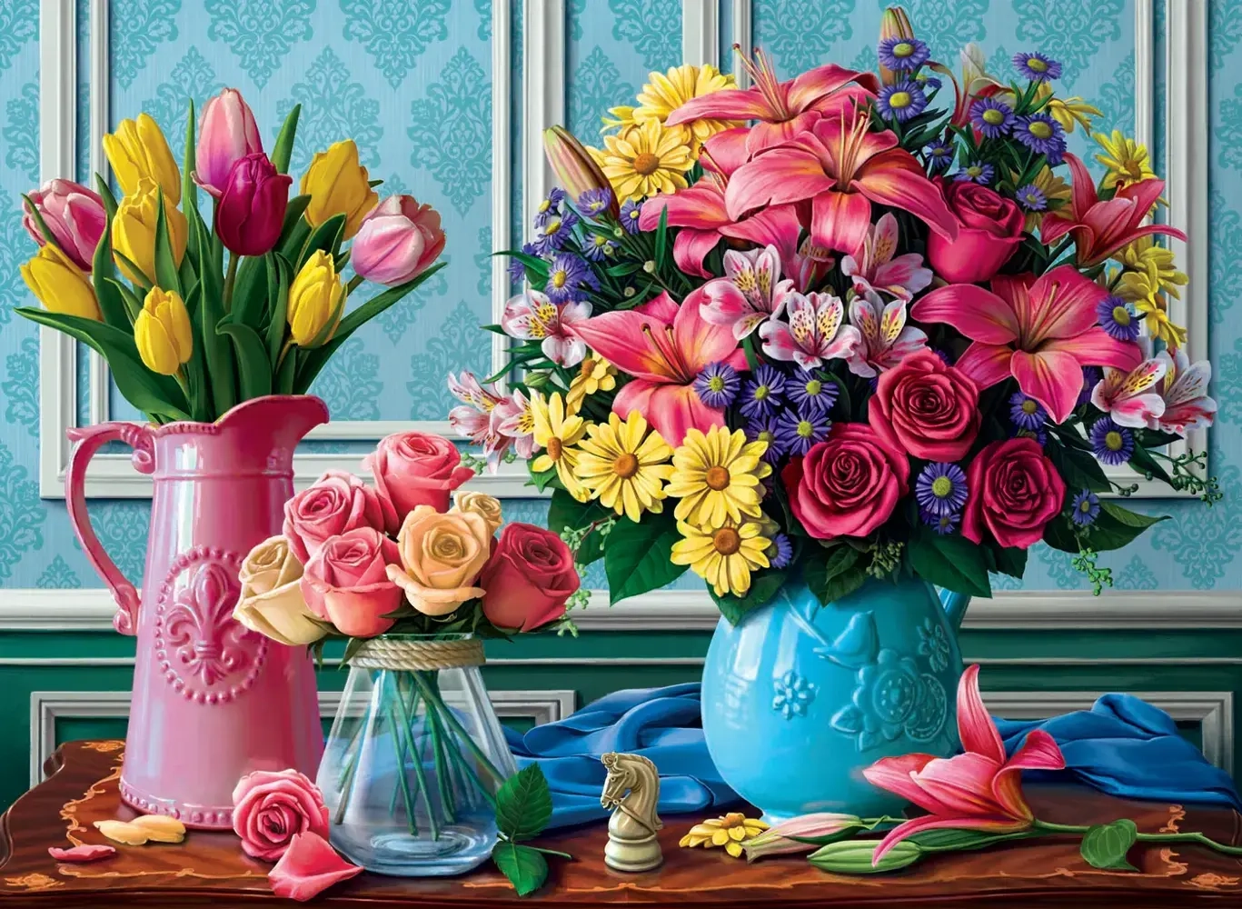 Bunte Blumen in der Vase