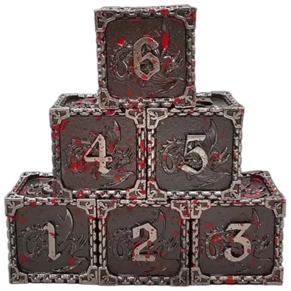 Würfelset D6: Metall Dragon (6)