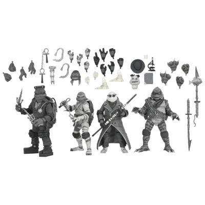 Universal Monsters x TMNT - 7” Scale Action Figure - 4 Pack Turtles Black & White