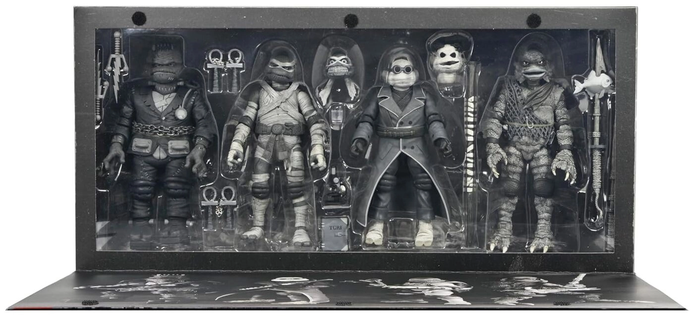 Universal Monsters x TMNT - 7” Scale Action Figure - 4 Pack Turtles Black & White