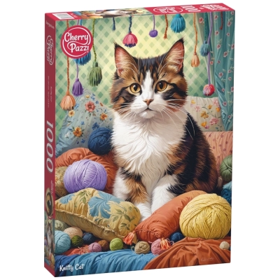 Niedliche Katze mit Wollknäuel