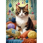 Niedliche Katze mit Wollknäuel
