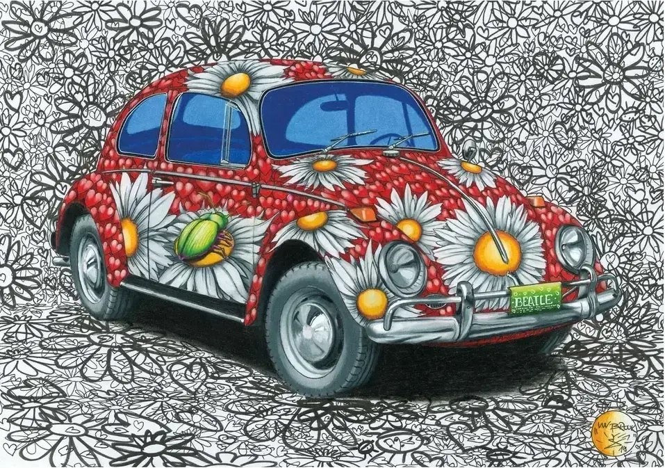 Bunt bemalter VW-Käfer
