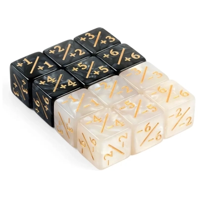 Positive/Negative Dice Counters Oynx/Marble (12)
