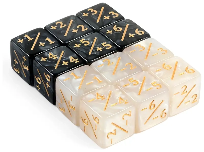Positive/Negative Dice Counters Oynx/Marble (12)
