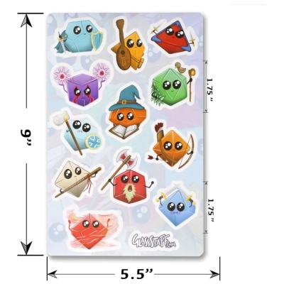 Kawaii Dice Classes Stickers