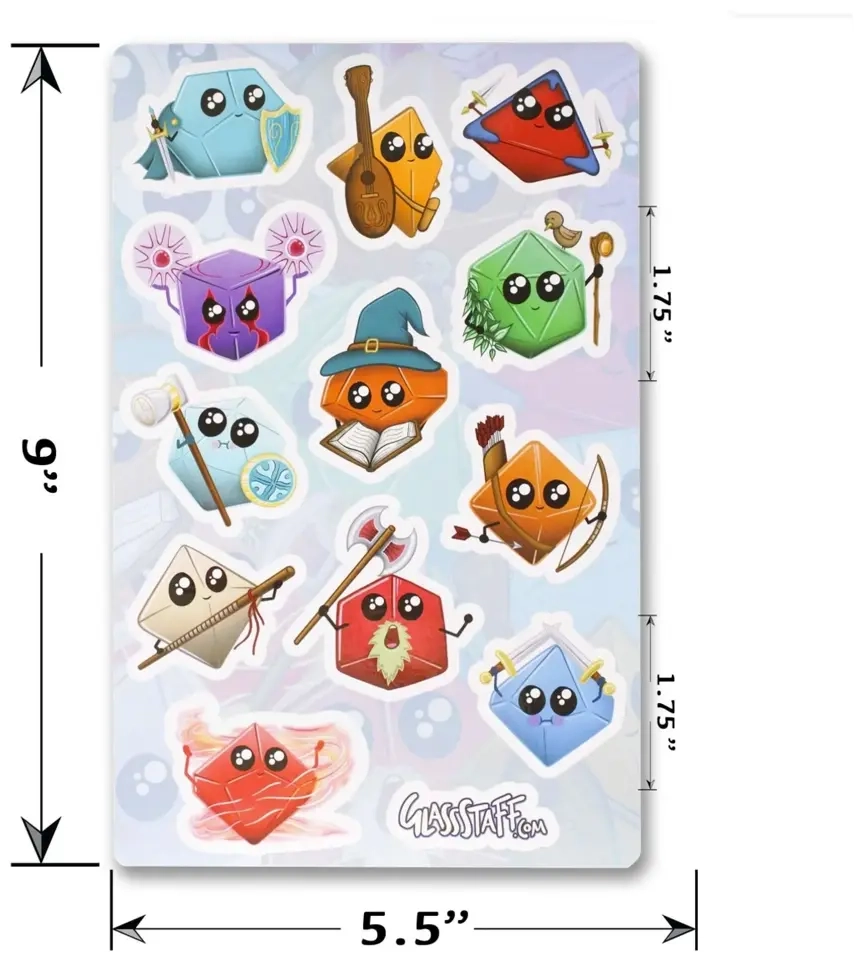 Kawaii Dice Classes Stickers