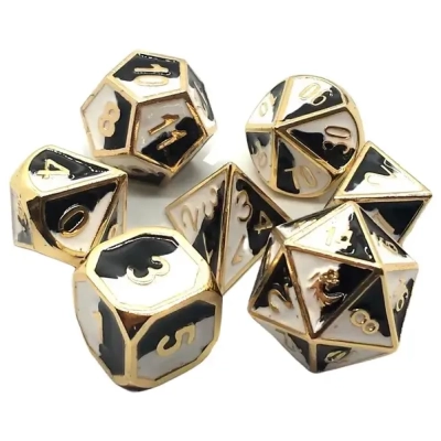 Dragon Forged Black & White w/ Gold Dice Set (7)