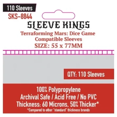 55x77mm Terraforming Mars Dice Game Compatible Sleeves 60 Microns (110 Sleeves)