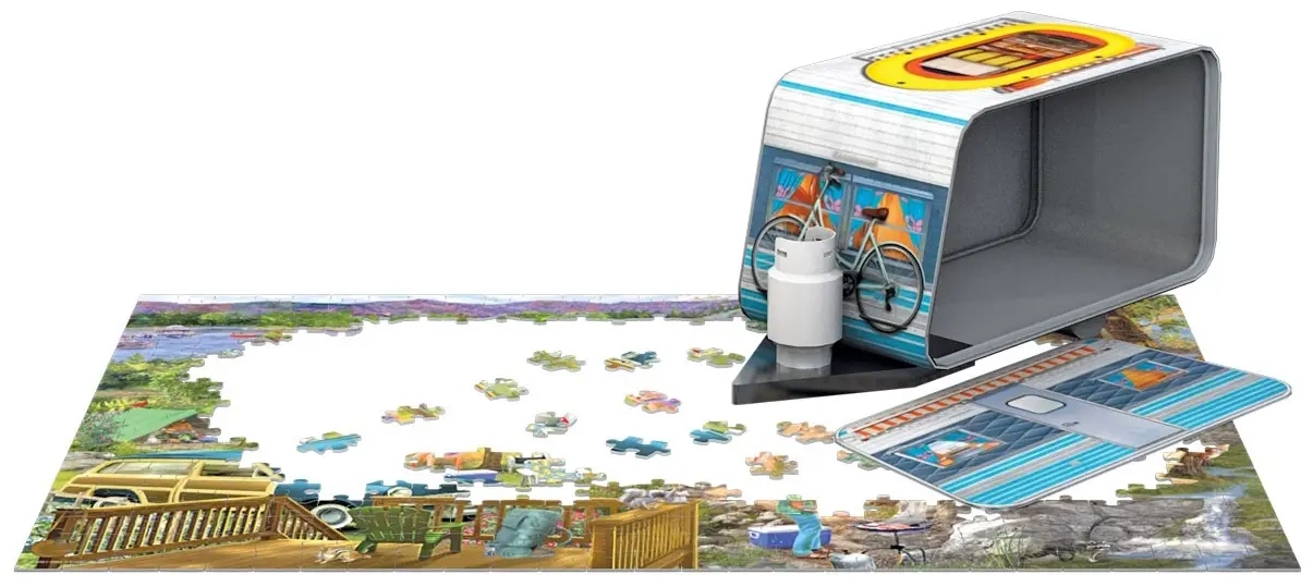 Urlaub im Wohnwagen - Blechdosenpuzzle