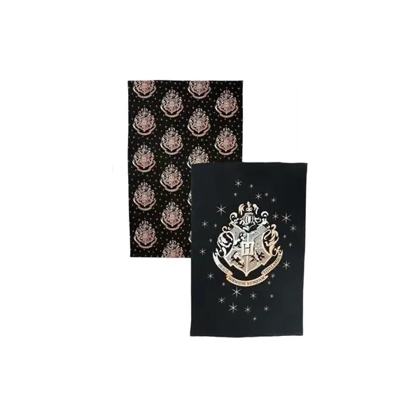 Harry Potter Gold Hogwarts Twin Pack Tea Towel