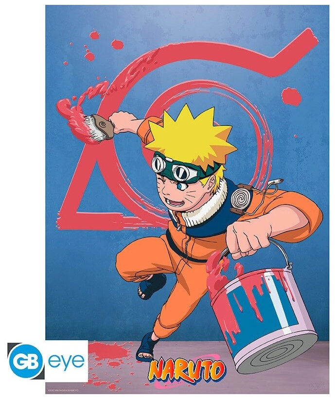 NARUTO - Poster Chibi 52x38 - Naruto & Konoha emblem 