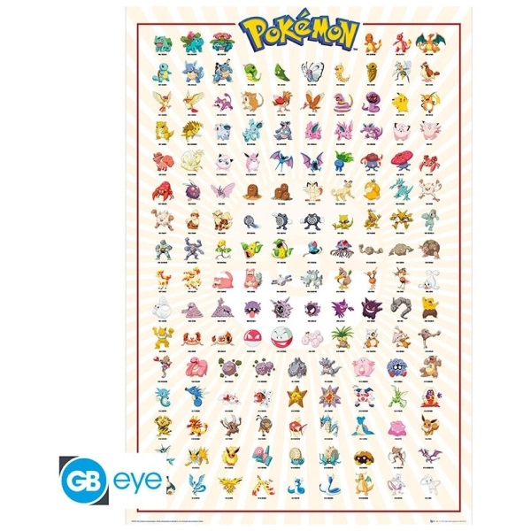 POKEMON - Poster Maxi 91.5x61 - Kanto 151 French