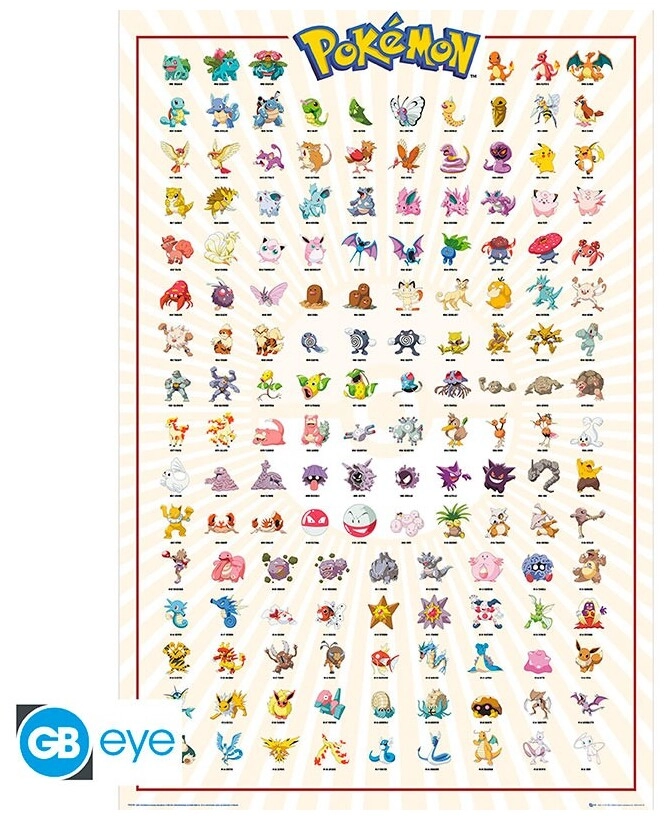 POKEMON - Poster Maxi 91.5x61 - Kanto 151 French