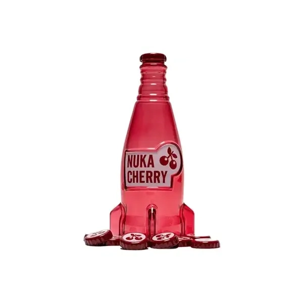 Fallout "Nuka Cola Cherry" Glass Bottle and Caps