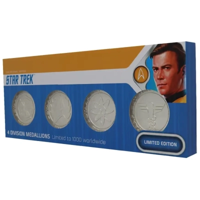 Star Trek Set of 4 Starfleet Division Medallions in .999 Silver Plating