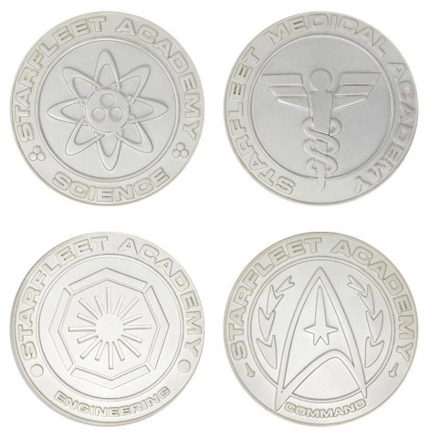 Star Trek Set of 4 Starfleet Division Medallions in .999 Silver Plating
