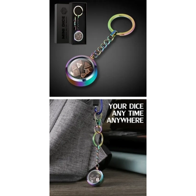 Mini Metal Dice Set Keychain Iridescence