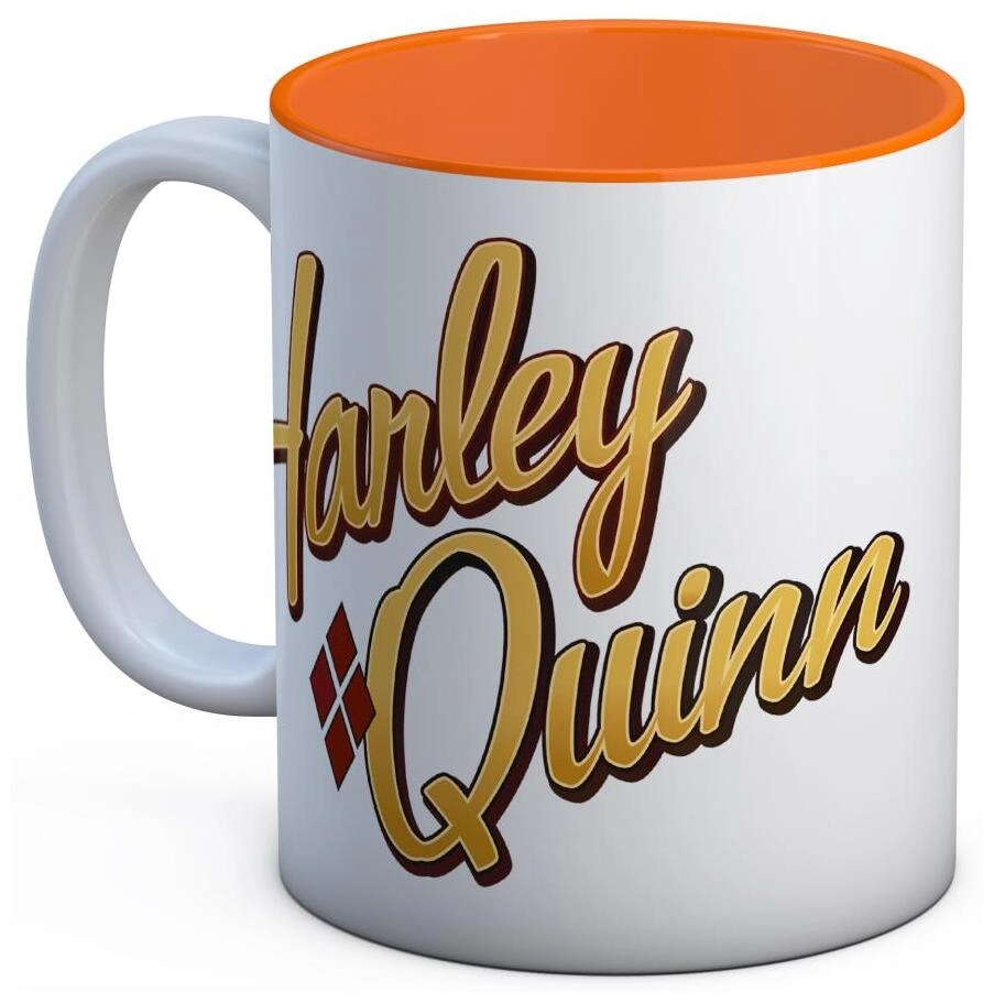 Harley Quinn Gun White-Orange Ceramic Mug Dc Universe