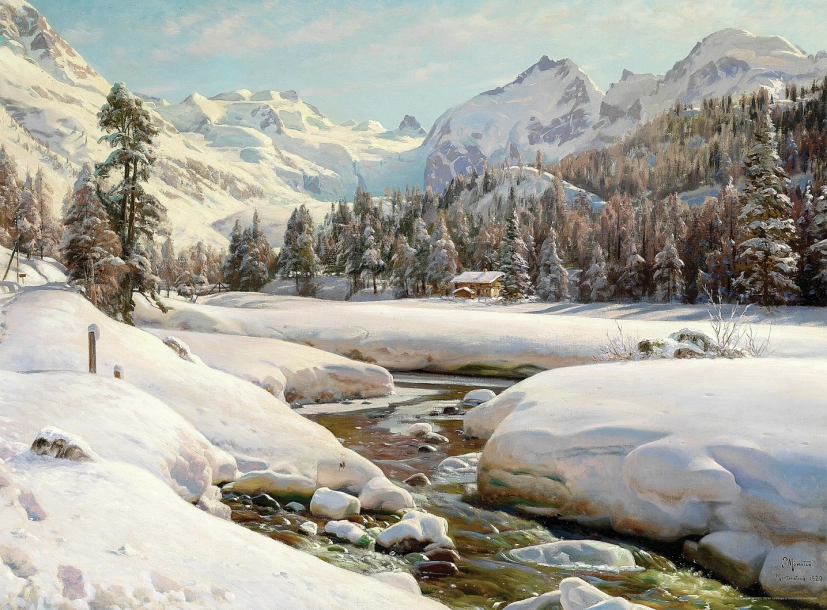 Winter Landscape in Switzerland near Engadin - Peder Mørk Mønsted