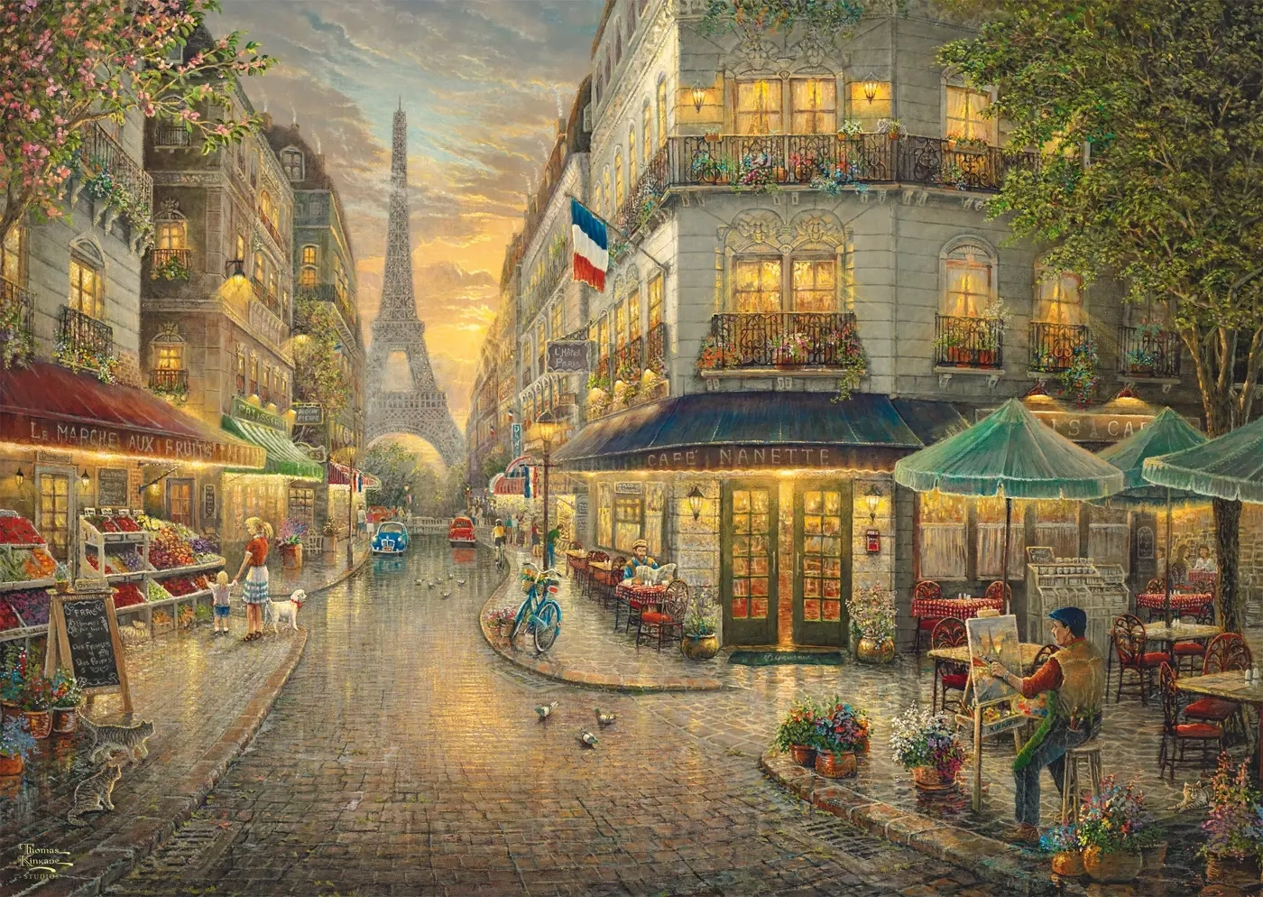 Holzpuzzle - Cáfe in Paris - Thomas Kinkade Studios