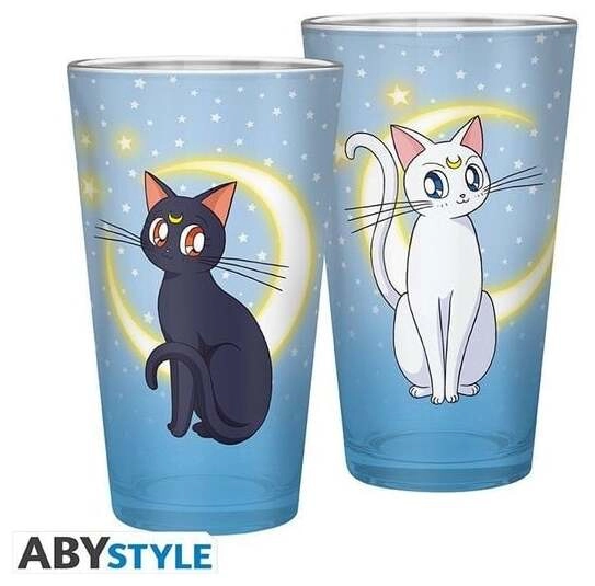 SAILOR MOON - Large Glass - 400ml - Luna & Artemis