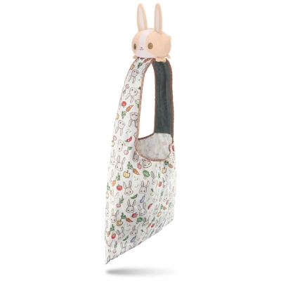 Plushie Tote Bag Light Brown Bunny/Bunnies & Veggies