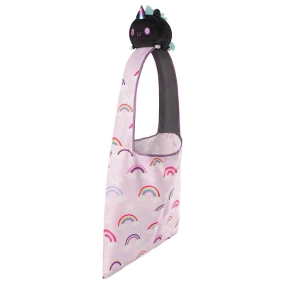 Plushie Tote Bag Black Unicorn/Rainbows