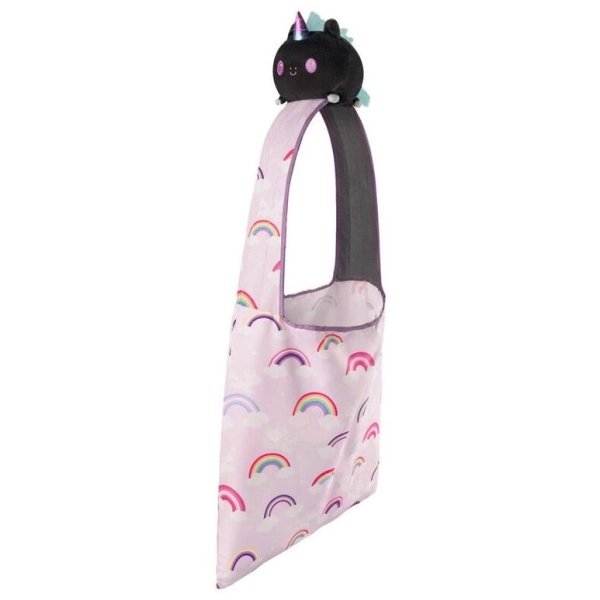 Plushie Tote Bag Black Unicorn/Rainbows