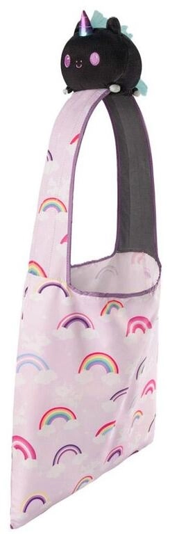 Plushie Tote Bag Black Unicorn/Rainbows