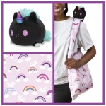 Plushie Tote Bag Black Unicorn/Rainbows