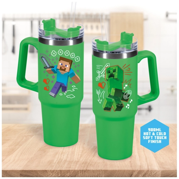 Minecraft Green 900ml Multiway Travel Cup Straw